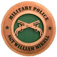 Personalized military pride plaque with name and rank laser engraved